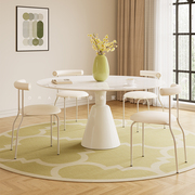 岩板餐桌法式奶油风圆形家用餐桌椅组合现代简约小户型圣杯饭桌