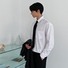 送领带韩版白衬衫流行职业衬衫纯色衬衣青少年打底衬衫学生毕业衫