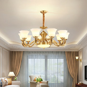 欧式全铜吊灯客厅灯别墅，大气奢华餐厅，卧室灯简欧创意复古玉石灯具