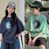 波拉韩国女男孩小中大儿童装夏青少年初中生亲子，星球短袖t恤上衣