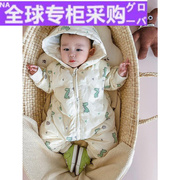 日本FG婴儿羽绒服冬季男女宝白鸭绒轻薄款新生加厚保暖连体衣