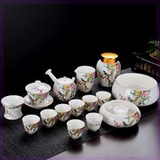 德化白瓷羊脂玉功夫茶具套装办公家用轻奢高档泡茶器盖碗茶壶杯子