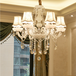 欧式蜡烛水晶吊灯简约大气led客厅，卧室餐厅灯白色田园漫咖啡灯具