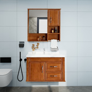 法蒽莎简欧中式橡木，浴室柜组合卫生间陶瓷，洗手盆洗脸池实木卫浴柜