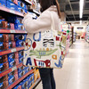 超市购物袋折叠便携大容量结实帆布袋卡通印花手提买菜包环保袋