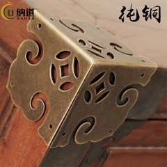 中式仿古纯铜包角木箱家具柜门