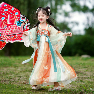 女童汉服夏款2024中国风，古装超仙公主裙儿童，夏唐装(夏唐装)襦裙连衣裙