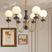 法式中古客厅吊灯简约胡桃木，魔豆餐厅灯木质美式复古风卧室灯具