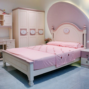A12全实木儿童床1.35 1.5米粉色套房家具轻奢约床女孩