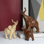 创意木纹大象树脂工艺品家居装饰品客厅玄关礼物现代简约摆件