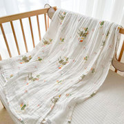 婴儿盖被纯棉2双层纱布盖毯儿童，浴巾成人毛巾被宝宝夏季超薄
