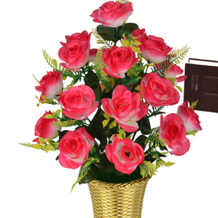 家居装饰仿真玫瑰花套装花束假花玫瑰花客厅餐桌摆件花艺插花