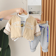 宝宝冬装套装男童加绒加厚三件套2023秋冬婴幼儿外出服棉衣1-3岁2