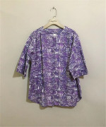 原 价¥78 vintage  日本古着古文明印染紫色五分袖开衫衬衫
