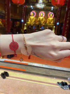 泰国阿赞红绳手绳金叶子(金叶子)项链手工，手链民族风情侣特色