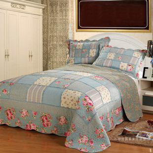外贸纯棉美式拼布床盖2023高档韩式绗缝被四季通用四件套床单
