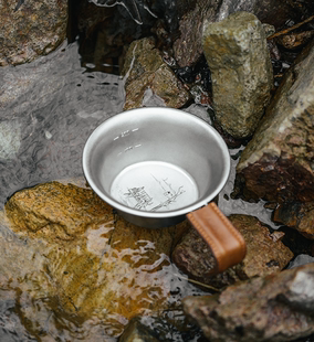 挪客naturehike户外不锈钢，雪拉碗便携式餐具，露营雪拉杯皮套碗杯