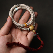 藏式星月菩提药片手持手串，天然原色菩提子文玩，念珠108颗佛头素珠