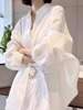 白色雪纺防晒衬衫女夏装，2024中长款宽松休闲法式小众长袖衬衣