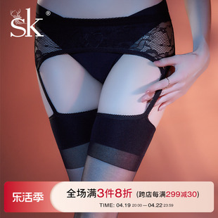 sk「爱丽丝」黑丝性感女吊带，一体过膝蕾丝袜，情调袜子美腿黑色丝袜