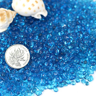 鱼缸装饰蓝色玻璃石子玻璃，沙河流造景，底沙砂石水晶透明石头蓝珠
