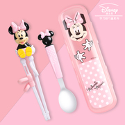 迪士尼儿童餐具便携套装筷子勺子三件套婴幼儿家用宝宝卡通学习筷
