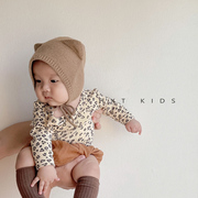 婴儿帽子秋冬超萌可爱小猫咪耳朵针织套头帽0-3个月宝宝护耳帽冬6