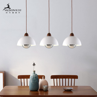 餐厅吊灯胡桃木单头三头现代简约创意家用厨房，吧台茶室走廊卧室灯