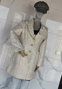 欧美品牌高档女装棉提花厚实西装领中长款外套风衣大衣修身显瘦CD