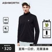 纯棉ASHWORTH雅狮威 2024春夏休闲运动户外立领长袖T恤男上衣