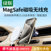 绿联MagSafe车载手机支架磁吸无线充电器适用苹果iPhone15汽车充