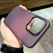 超薄暗紫色硬壳15高级感金属镜框适用iphone14pro磨砂苹果14plus手机，壳防尘13promax透明防摔12保护套女