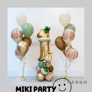 森林长颈鹿动物生日派对，装饰用品斑点气球0-9数字，立柱气球套装
