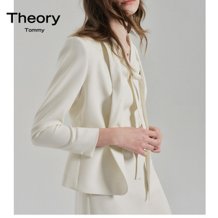 Theory Tommy时尚通勤女装外套OL气质显瘦米白色三醋酸小西装