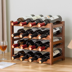 红酒架摆件葡萄酒架子实木家用小型现代简约红酒柜展示架红酒格子