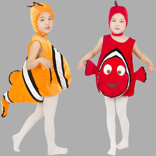万圣节小鱼演出服儿童幼儿园动物小丑鱼红鱼鲨鱼章鱼鳄鱼舞蹈服装