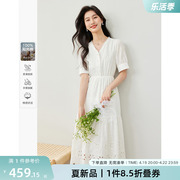 梵希蔓法式蕾丝镂空连衣裙女2024年夏季小白裙气质纯棉长裙子