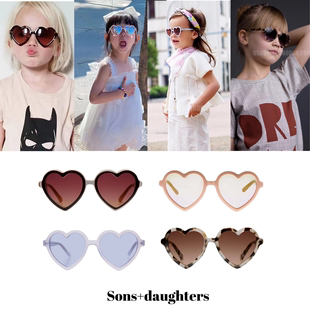 加拿大sons+daughters儿童爱心框架防紫外线，太阳眼镜男女童墨镜