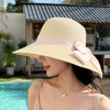 草帽女夏季遮阳防晒海边沙滩，度假防紫外线，蝴蝶结盆帽大檐太阳帽子