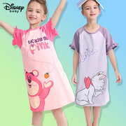 迪士尼童装女童夏季睡裙，女孩家居服连衣裙中大童，短袖睡衣2023夏装