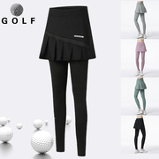 高尔夫球服装女百褶运动裙速干假两件羽毛球网球裙裤紧身长裤春秋