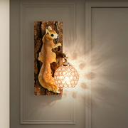 松鼠壁灯创意儿童灯男女孩客厅，卧室床头灯装饰美式书房，动物装饰灯