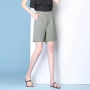 宽松短裤女夏季薄款冰丝裤子2024高腰，外穿大码休闲棉麻五分裤