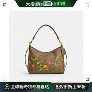 美国直邮coachlaurel标志性帆布，花卉印花单肩包cr150金色，卡