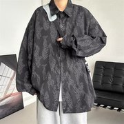 春秋季高级感长袖衬衫男bf韩版潮流浮雕设计oversize衬衣外套