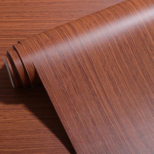 棕色直纹pvc加厚防水自粘墙纸波音软片桌面翻新贴纸贴皮科技木纹