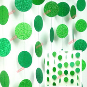 幼儿园春天主题环创吊饰绿色森系场景布置闪粉圆形拉花天花板挂饰
