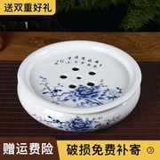 高档潮汕功夫茶茶具套装家用杯子盖碗白玉潮州6寸陶瓷储水茶盘