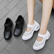 夏季护士鞋软底防滑镂空白色，单鞋洞洞鞋，厚底妈妈凉鞋中老年皮鞋女