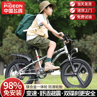 飞鸽儿童自行车男女孩6-12-15岁青少年中大童变速山地车学生单车